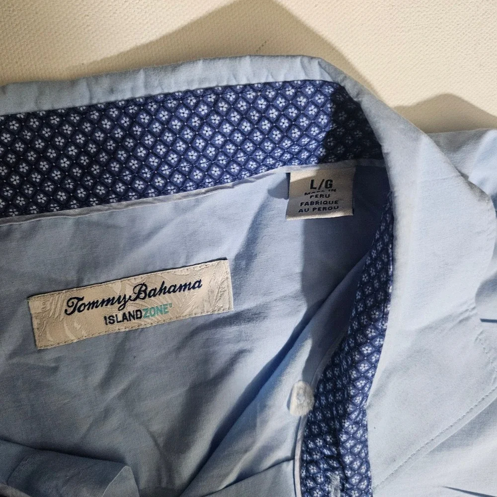 Tommy Bahama IslandZone Mens Large Light Blue Long Sleeve Button Down Shirt